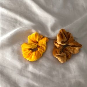 yellow velvet scrunchies